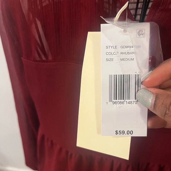 NWT Greige Red Romantic Boho Blouse Size M - Picture 6 of 6